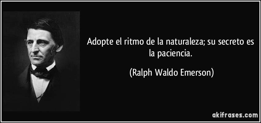 Adopte el ritmo de la naturaleza; su secreto es la paciencia. (Ralph Waldo Emerson)