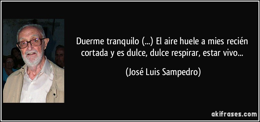 Duerme tranquilo (...) El aire huele a mies recién cortada y es dulce, dulce respirar, estar vivo... (José Luis Sampedro)