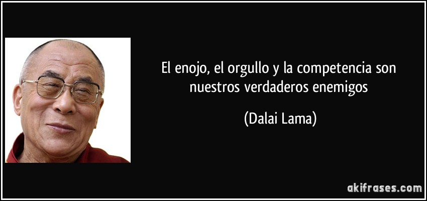 El enojo, el orgullo y la competencia son nuestros verdaderos enemigos (Dalai Lama)
