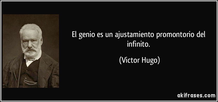 El genio es un ajustamiento promontorio del infinito. (Victor Hugo)