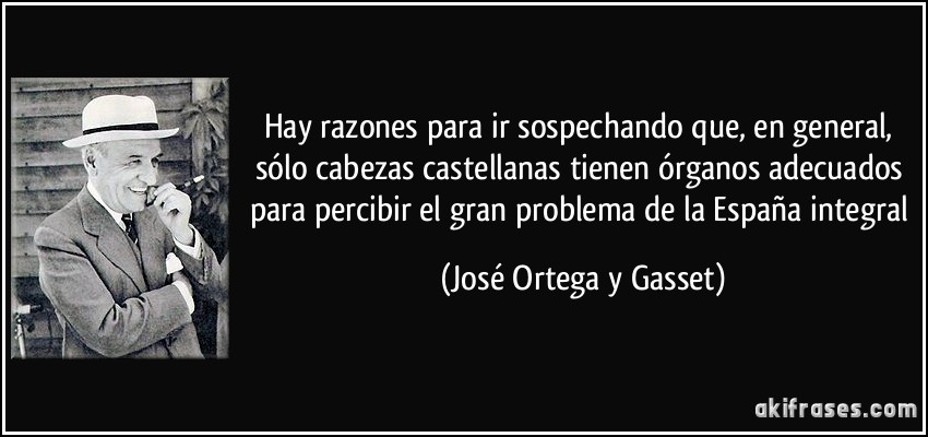 Hay razones para ir sospechando que, en general, sólo cabezas castellanas tienen órganos adecuados para percibir el gran problema de la España integral (José Ortega y Gasset)