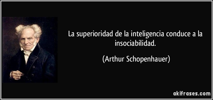 La superioridad de la inteligencia conduce a la insociabilidad. (Arthur Schopenhauer)