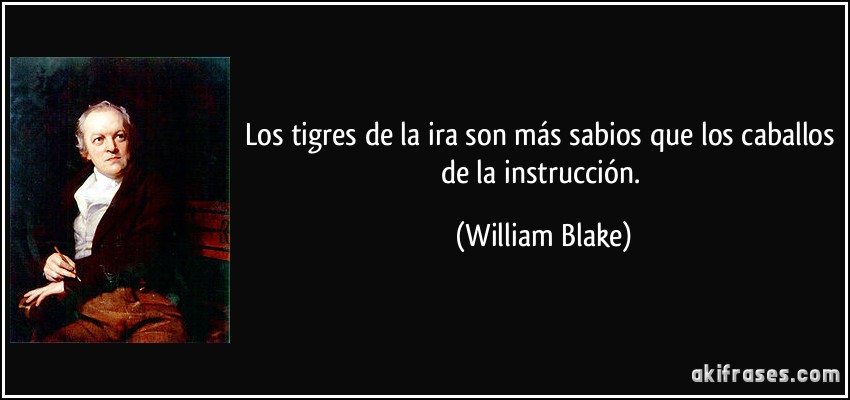 Los tigres de la ira son más sabios que los caballos de la instrucción. (William Blake)