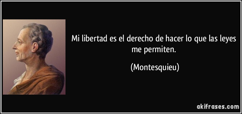 Mi libertad es el derecho de hacer lo que las leyes me permiten. (Montesquieu)