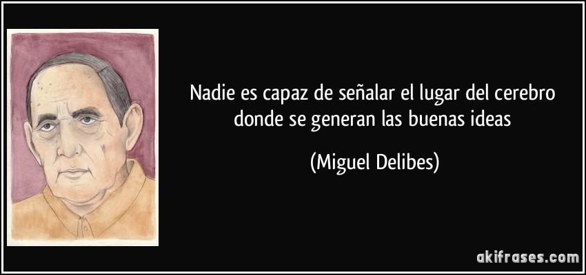 Nadie es capaz de señalar el lugar del cerebro donde se generan las buenas ideas (Miguel Delibes)