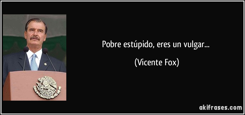 Pobre estúpido, eres un vulgar... (Vicente Fox)
