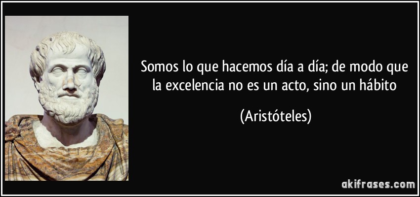 Somos lo que hacemos día a día; de modo que la excelencia no es un acto, sino un hábito (Aristóteles)