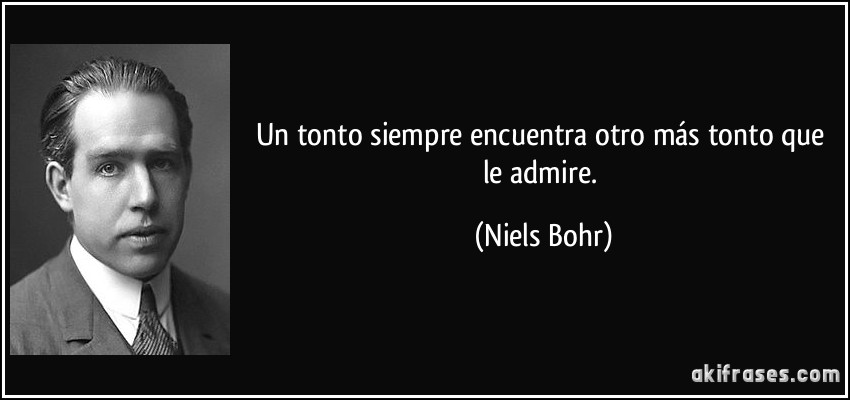 Un tonto siempre encuentra otro más tonto que le admire. (Niels Bohr)