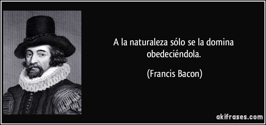 A la naturaleza sólo se la domina obedeciéndola. (Francis Bacon)