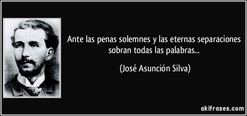 Ante las penas solemnes y las eternas separaciones sobran todas las palabras... (José Asunción Silva)