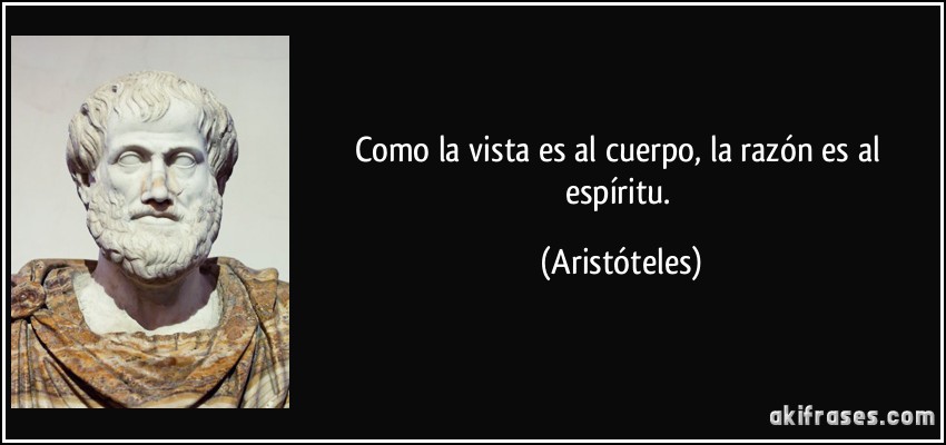 Como la vista es al cuerpo, la razón es al espíritu. (Aristóteles)