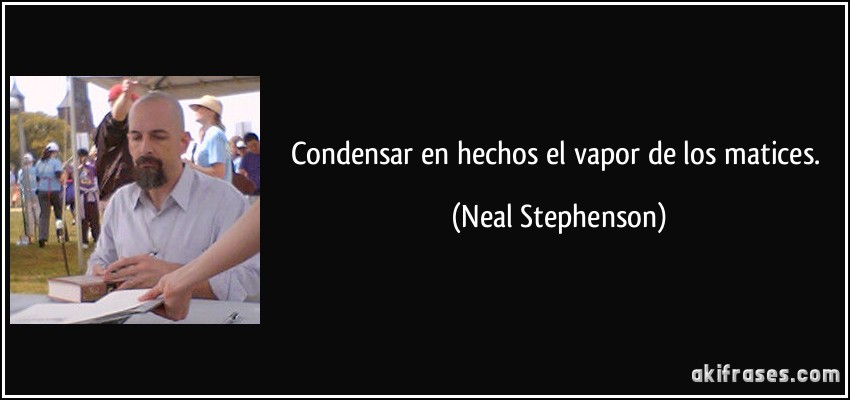 Condensar en hechos el vapor de los matices. (Neal Stephenson)