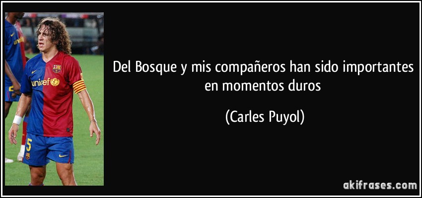 Del Bosque y mis compañeros han sido importantes en momentos duros (Carles Puyol)