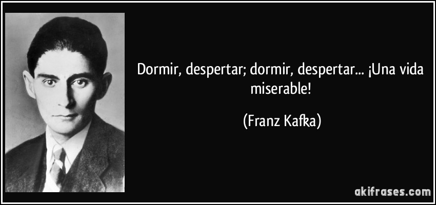 Dormir, despertar; dormir, despertar... ¡Una vida miserable! (Franz Kafka)