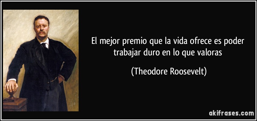 El mejor premio que la vida ofrece es poder trabajar duro en lo que valoras (Theodore Roosevelt)