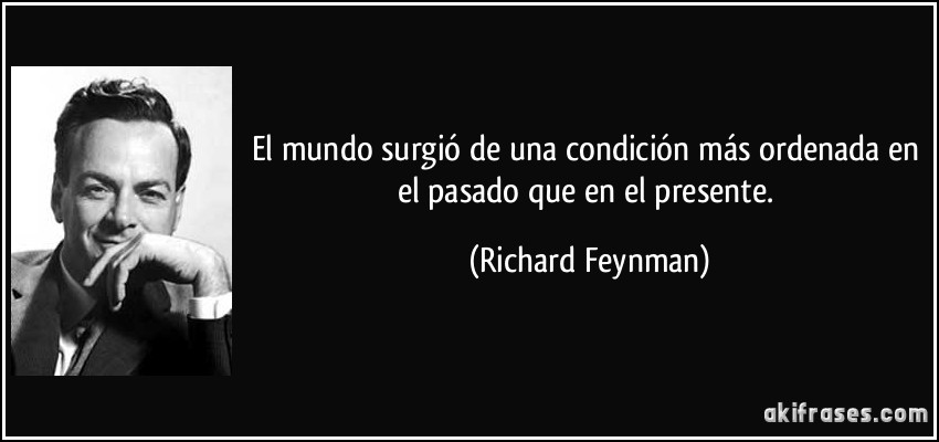 El mundo surgió de una condición más ordenada en el pasado que en el presente. (Richard Feynman)