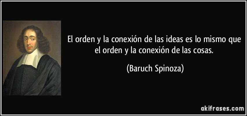 El orden y la conexión de las ideas es lo mismo que el orden y la conexión de las cosas. (Baruch Spinoza)