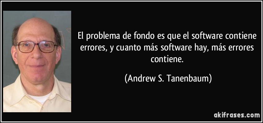 El problema de fondo es que el software contiene errores, y cuanto más software hay, más errores contiene. (Andrew S. Tanenbaum)