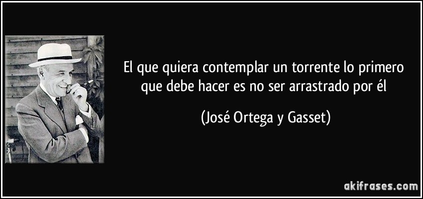 El que quiera contemplar un torrente lo primero que debe hacer es no ser arrastrado por él (José Ortega y Gasset)
