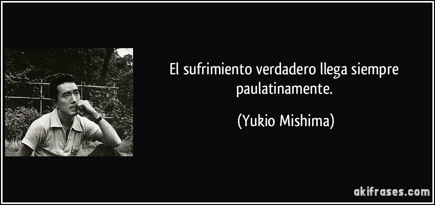 El sufrimiento verdadero llega siempre paulatinamente. (Yukio Mishima)
