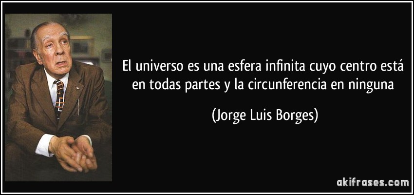 El universo es una esfera infinita cuyo centro está en todas partes y la circunferencia en ninguna (Jorge Luis Borges)
