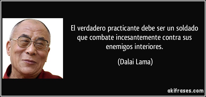 El verdadero practicante debe ser un soldado que combate incesantemente contra sus enemigos interiores. (Dalai Lama)