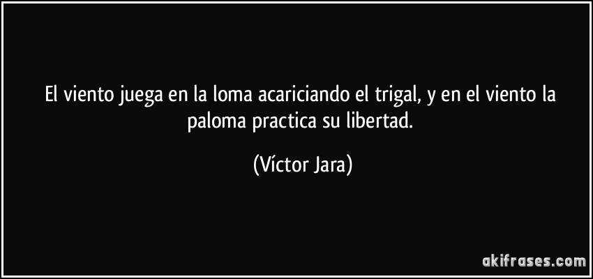 El viento juega en la loma acariciando el trigal, y en el viento la paloma practica su libertad. (Víctor Jara)