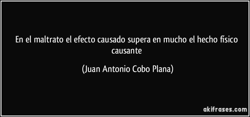 En el maltrato el efecto causado supera en mucho el hecho físico causante (Juan Antonio Cobo Plana)