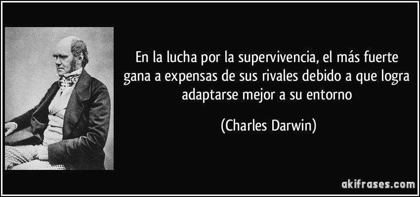 En la lucha por la supervivencia, el más fuerte gana a expensas de sus rivales debido a que logra adaptarse mejor a su entorno (Charles Darwin)