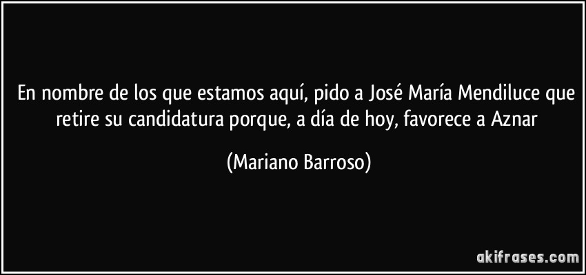 En nombre de los que estamos aquí, pido a José María Mendiluce que retire su candidatura porque, a día de hoy, favorece a Aznar (Mariano Barroso)