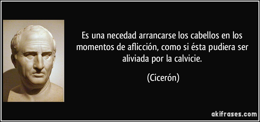 Es una necedad arrancarse los cabellos en los momentos de aflicción, como si ésta pudiera ser aliviada por la calvicie. (Cicerón)