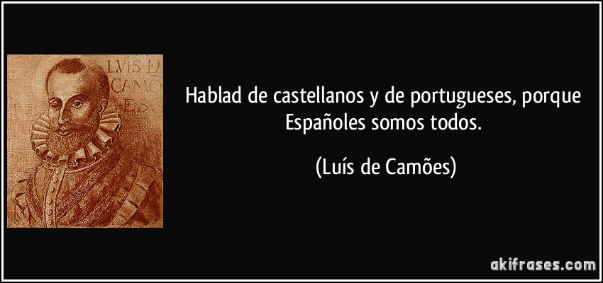 Hablad de castellanos y de portugueses, porque Españoles somos todos. (Luís de Camões)