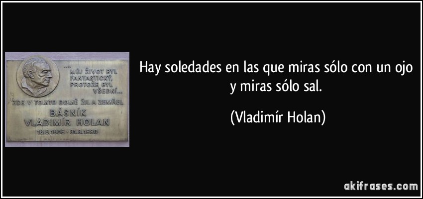 Hay soledades en las que miras sólo con un ojo y miras sólo sal. (Vladimír Holan)