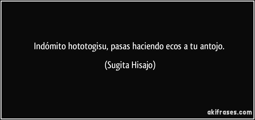 Indómito hototogisu, pasas haciendo ecos a tu antojo. (Sugita Hisajo)