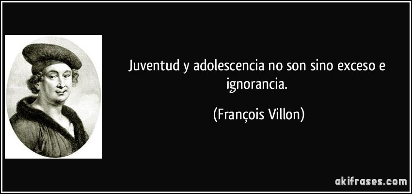 Juventud y adolescencia no son sino exceso e ignorancia. (François Villon)