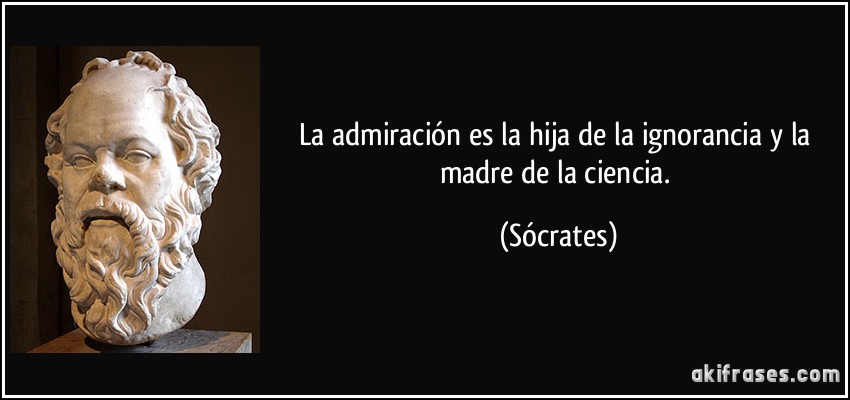 La admiración es la hija de la ignorancia y la madre de la ciencia. (Sócrates)