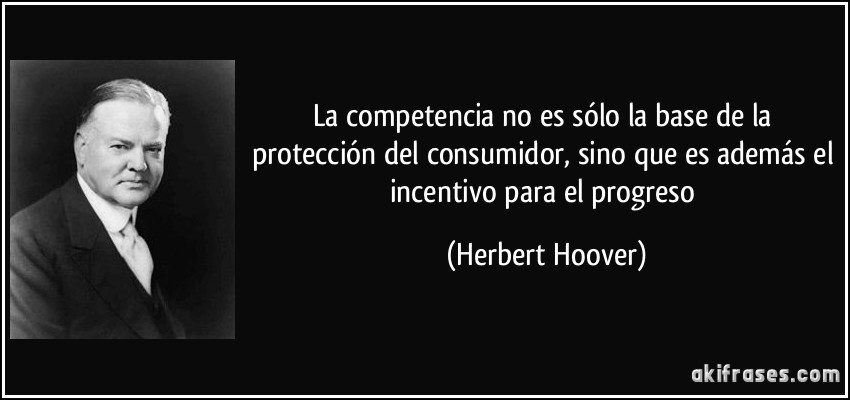 La competencia no es sólo la base de la protección del consumidor, sino que es además el incentivo para el progreso (Herbert Hoover)
