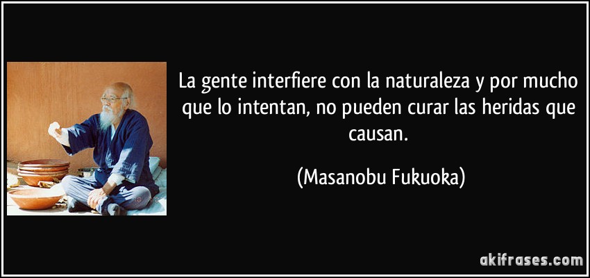 La gente interfiere con la naturaleza y por mucho que lo intentan, no pueden curar las heridas que causan. (Masanobu Fukuoka)