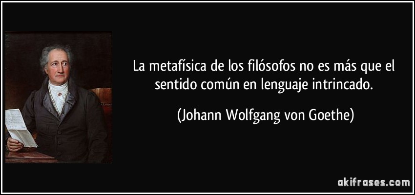 La metafísica de los filósofos no es más que el sentido común en lenguaje intrincado. (Johann Wolfgang von Goethe)