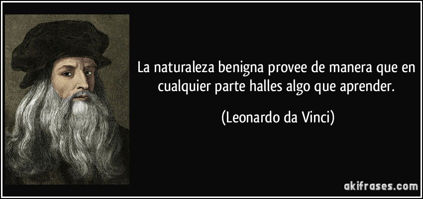 La naturaleza benigna provee de manera que en cualquier parte halles algo que aprender. (Leonardo da Vinci)