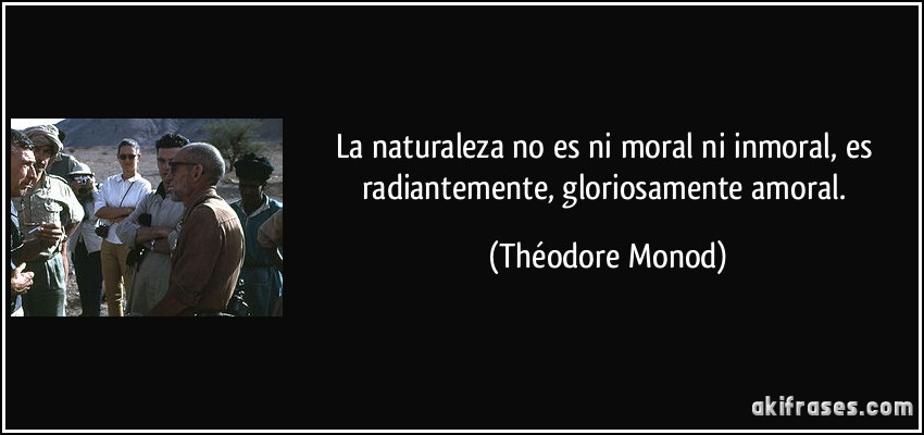 La naturaleza no es ni moral ni inmoral, es radiantemente, gloriosamente amoral. (Théodore Monod)