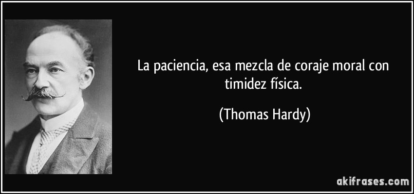 La paciencia, esa mezcla de coraje moral con timidez física. (Thomas Hardy)