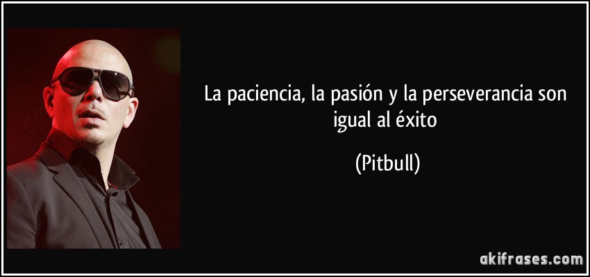 La paciencia, la pasión y la perseverancia son igual al éxito (Pitbull)