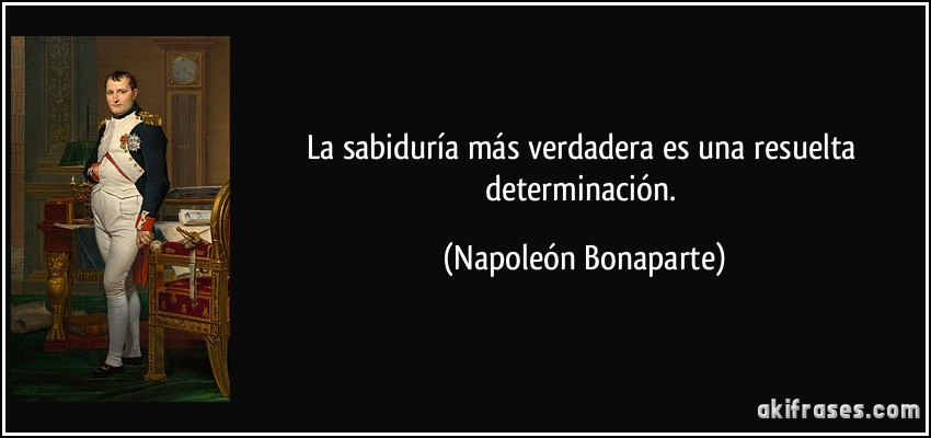 La sabiduría más verdadera es una resuelta determinación. (Napoleón Bonaparte)