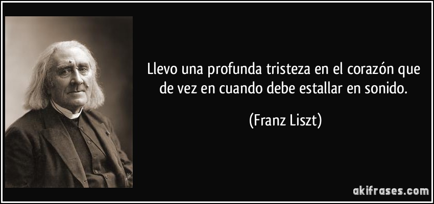 Llevo una profunda tristeza en el corazón que de vez en cuando debe estallar en sonido. (Franz Liszt)
