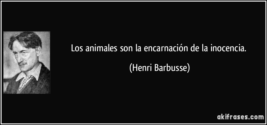 Los animales son la encarnación de la inocencia. (Henri Barbusse)