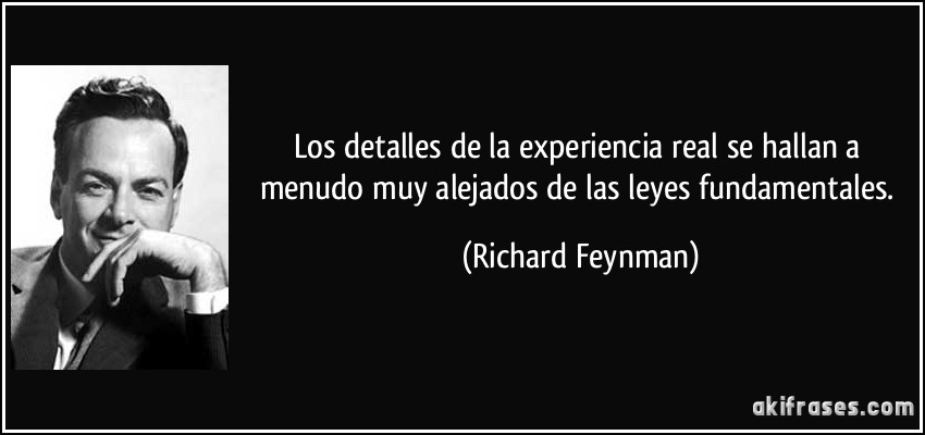 Los detalles de la experiencia real se hallan a menudo muy alejados de las leyes fundamentales. (Richard Feynman)