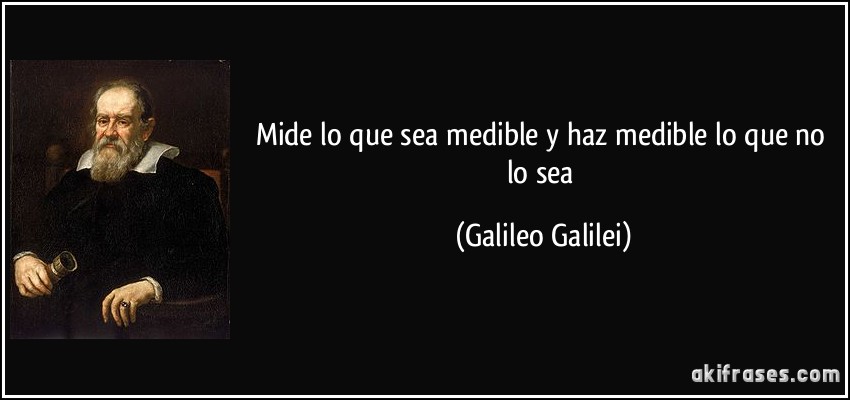 Mide lo que sea medible y haz medible lo que no lo sea (Galileo Galilei)