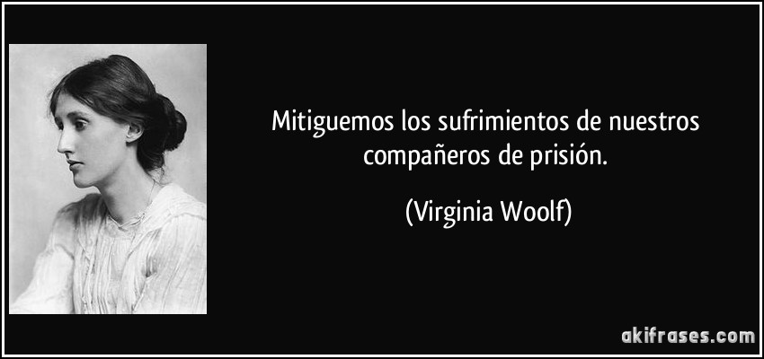 Mitiguemos los sufrimientos de nuestros compañeros de prisión. (Virginia Woolf)