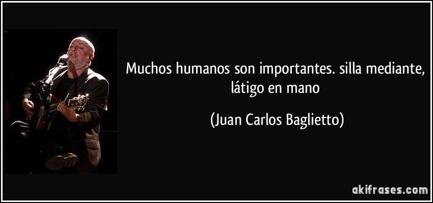 Muchos humanos son importantes. silla mediante, látigo en mano (Juan Carlos Baglietto)